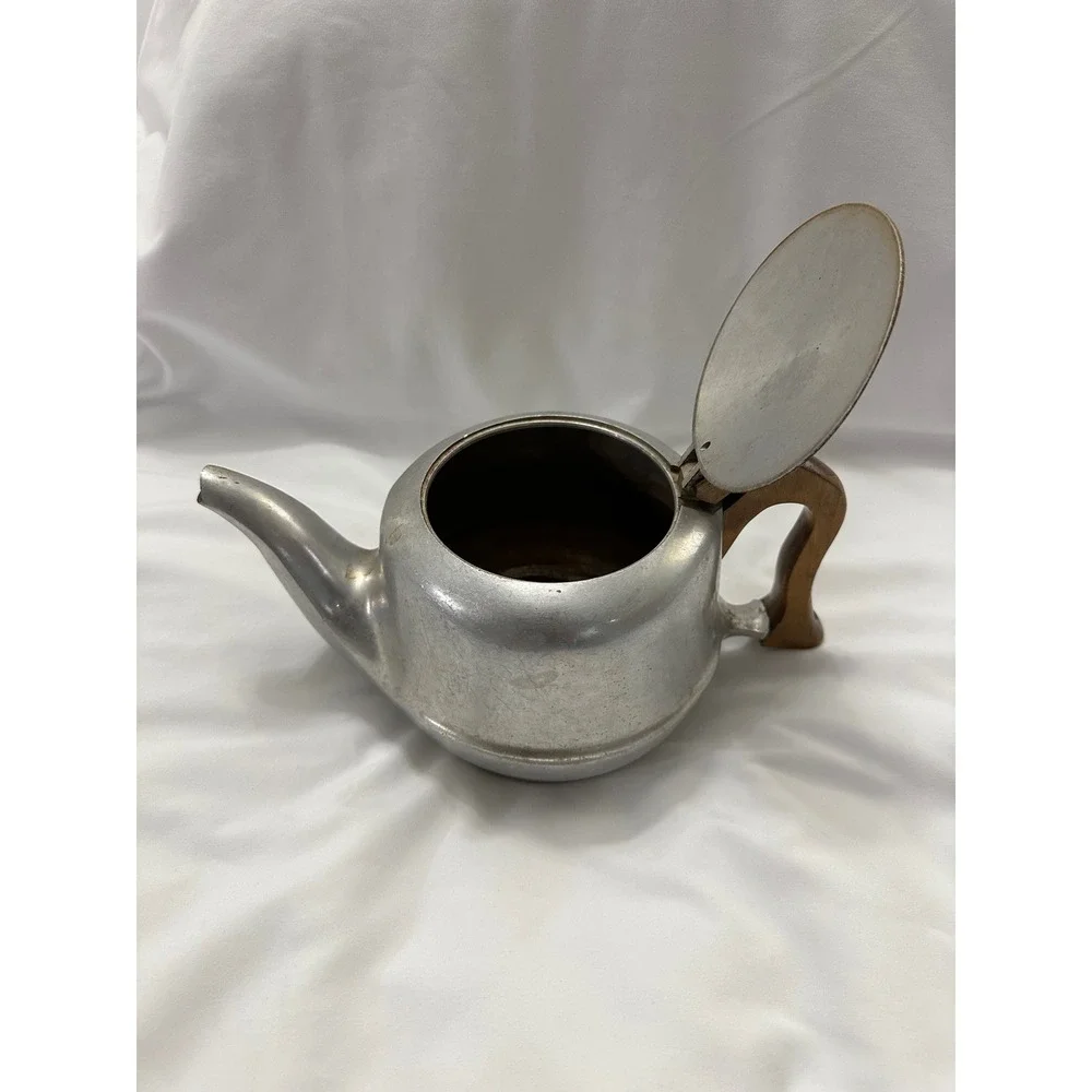 Vintage Picqout Ware Teapot Stainless Wood Handle Mid‎ Century